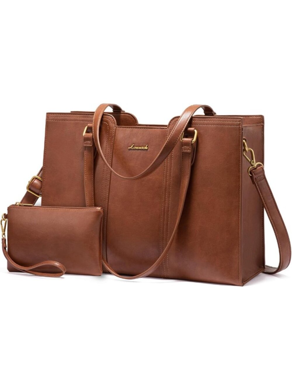 Stylish Waterproof Laptop Bag for Women | Vintage Work Tote Purse with Wristlet